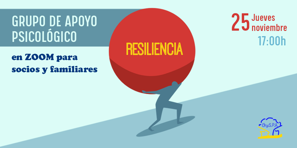 En nuestro próximo encuentro del Grupo de Apoyo Psicológico del jueves 25 de noviembre, aprenderemos a conocer el termino resiliencia, valorarla, trabajar sobre ella y adquirir y o reforzar nuevas estrategias que nos ayuden a ser más resilientes.