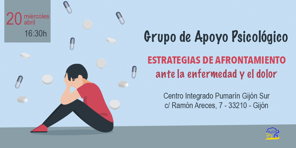 En nuestro próximo encuentro del Grupo de Apoyo Psicológico el miércoles 20 de abril en Gijón hablaremos de las estrategias para afrontar la enfermedad y el dolor