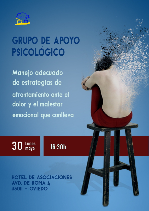 En nuestro próximo encuentro del Grupo de Apoyo Psicológico el miércoles 30 de mayo en Oviedo, hablaremos de estratefias de afrontamiento ante el dolor y el malestar emocional