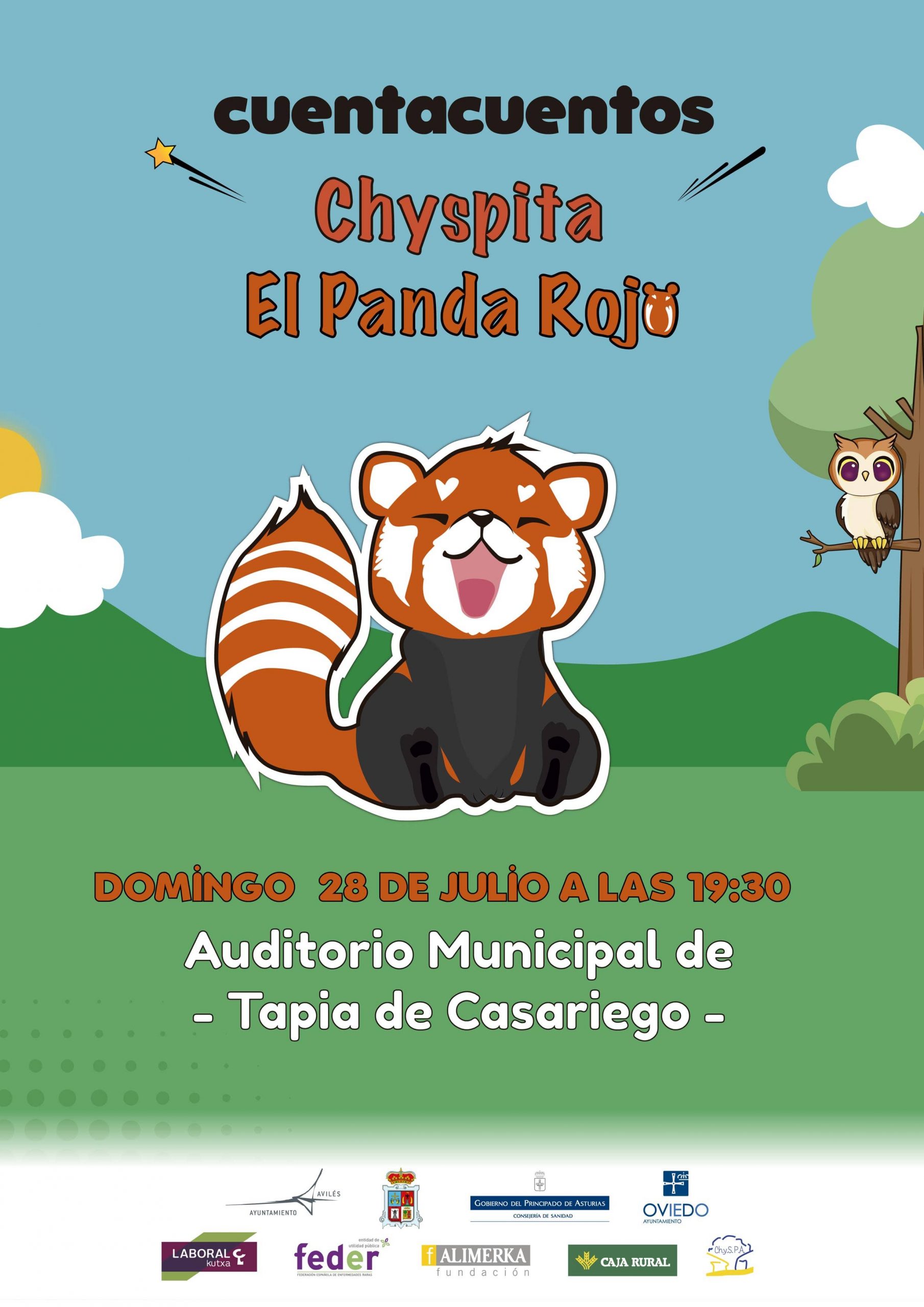 Cuentacuento Chyspita el panda rojo en Tapia de Casariego, en el Auditorio Municipal el 28 de julio a las 19:30h